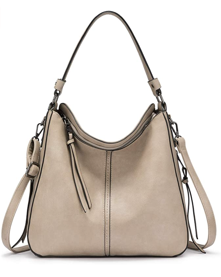 Realer Large Ladies Hobo Bucket Purse (Beige)