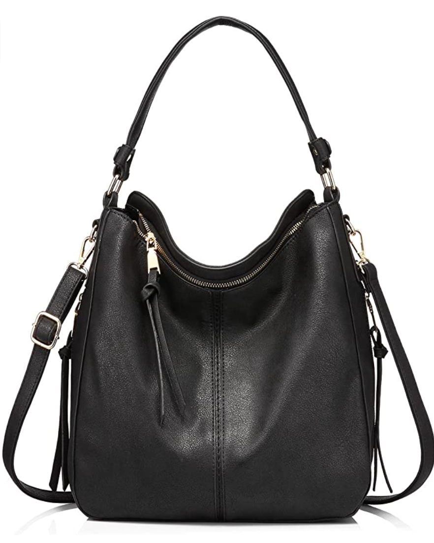 Realer Large Ladies Hobo Bucket Purse (Black)