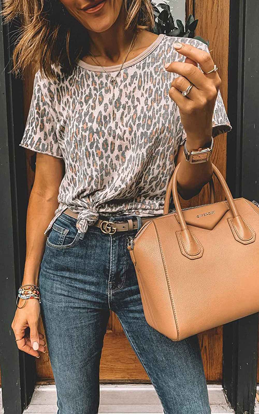 Angashion Leopard-Print Top