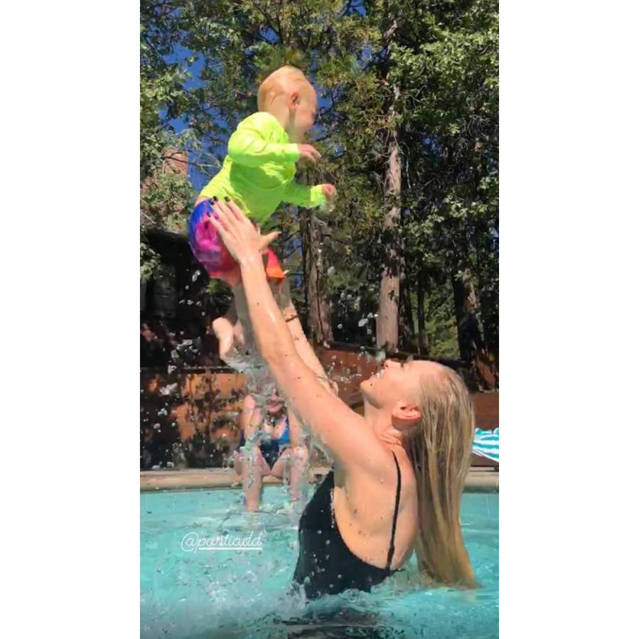 Kaitlin Doubleday pool pic with son