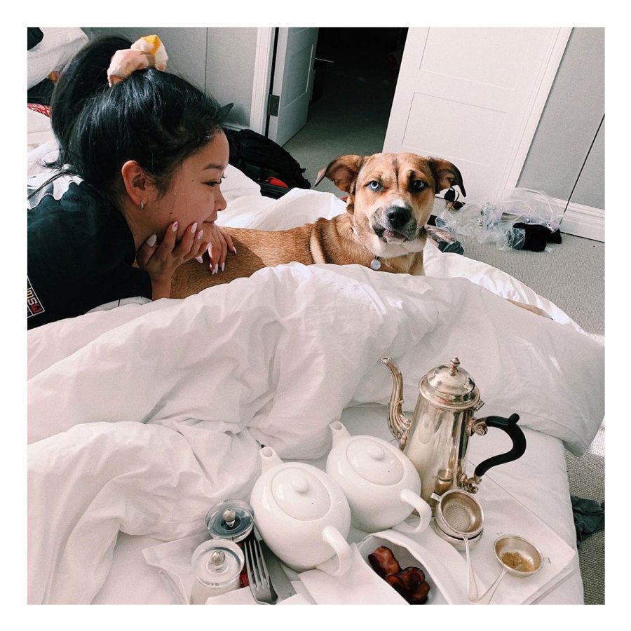 Lana Condor Stars Eating in Bed