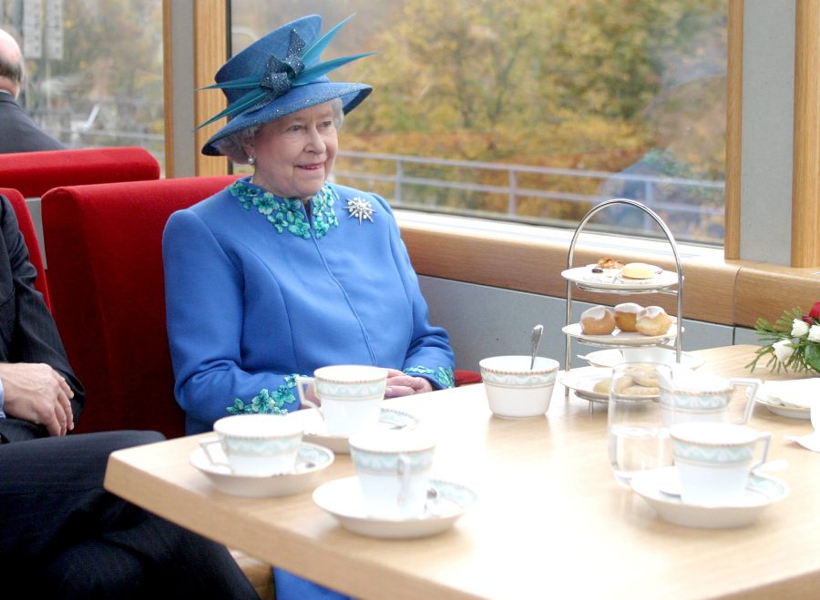 Queen Elizabeth II tea on a train