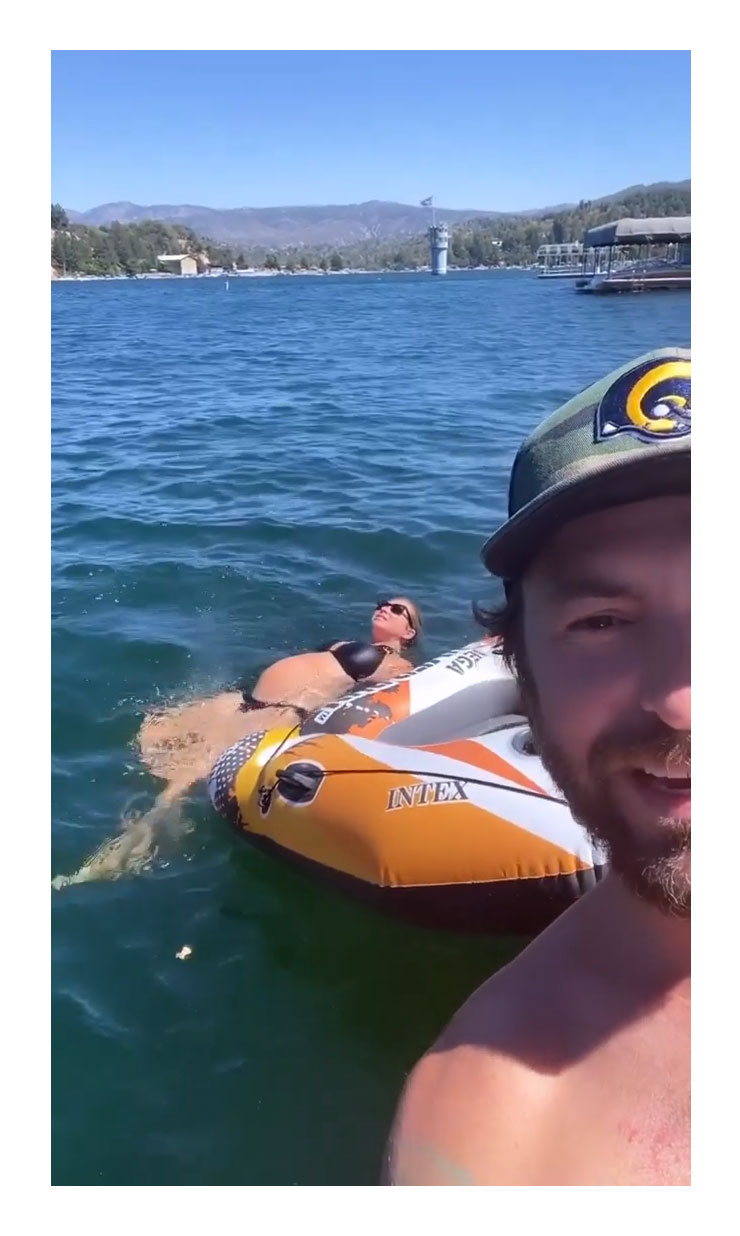 Pregnant Stassi Schroeder Cradles Baby Bump in Bikini During Lake Trip Beau Clark