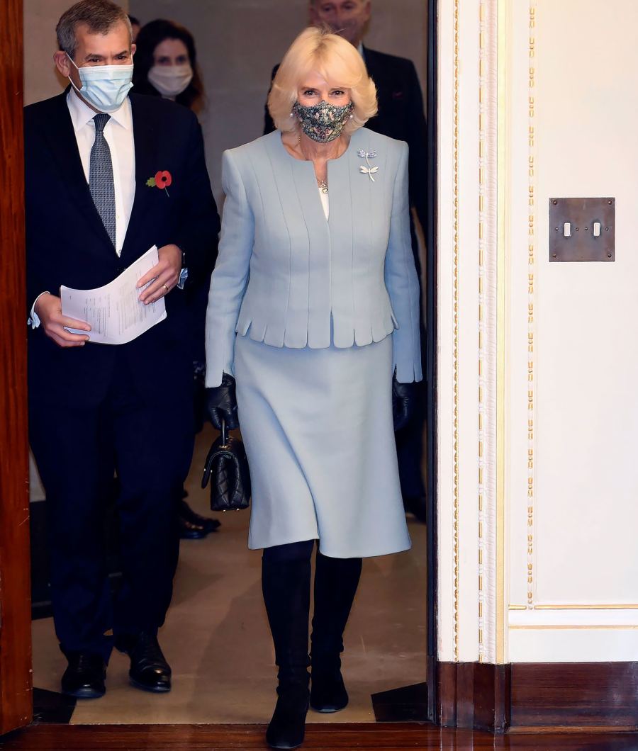Duchess Camilla Is All Business in Powder Blue Skirt Suit