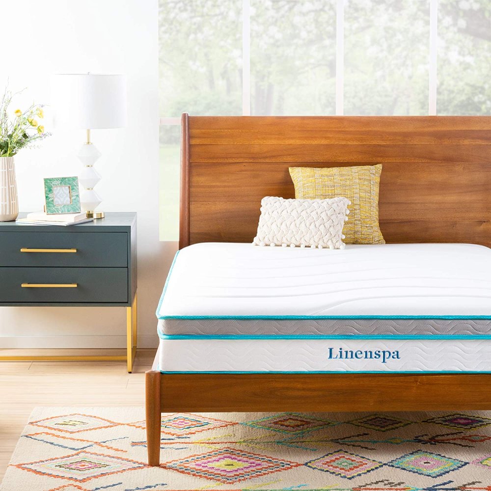 Linenspa 10 Inch Memory Foam and Innerspring Hybrid Medium Feel-Queen Mattress