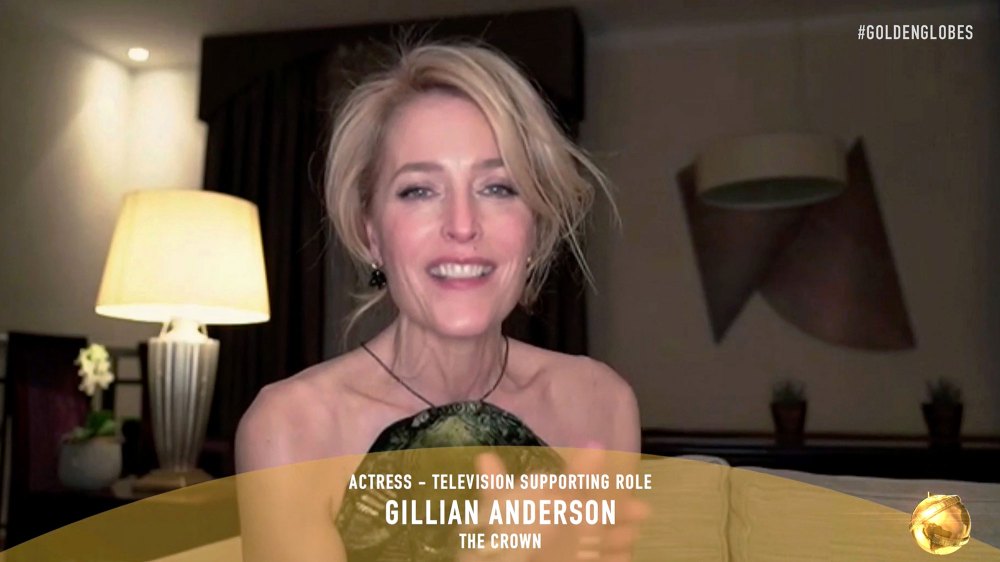 Gillian Anderson Reacts to Questions Surrounding Her Accent Following Alec Baldwin Joke Golden Globes 2021