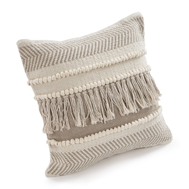 woven throw pillow, boho