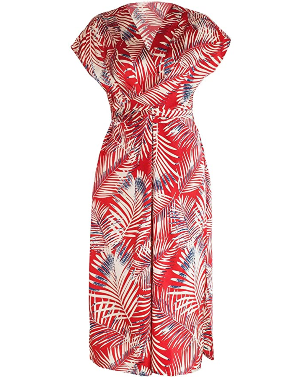 CUPSHE Women's Red Leaf Print Wrap Dress