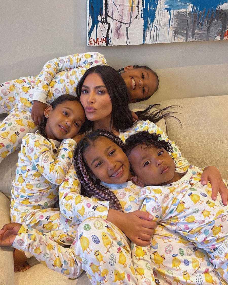 Kim Kardashian Matches Her 4 Kids in Easter Pajamas in New Family Photo 2