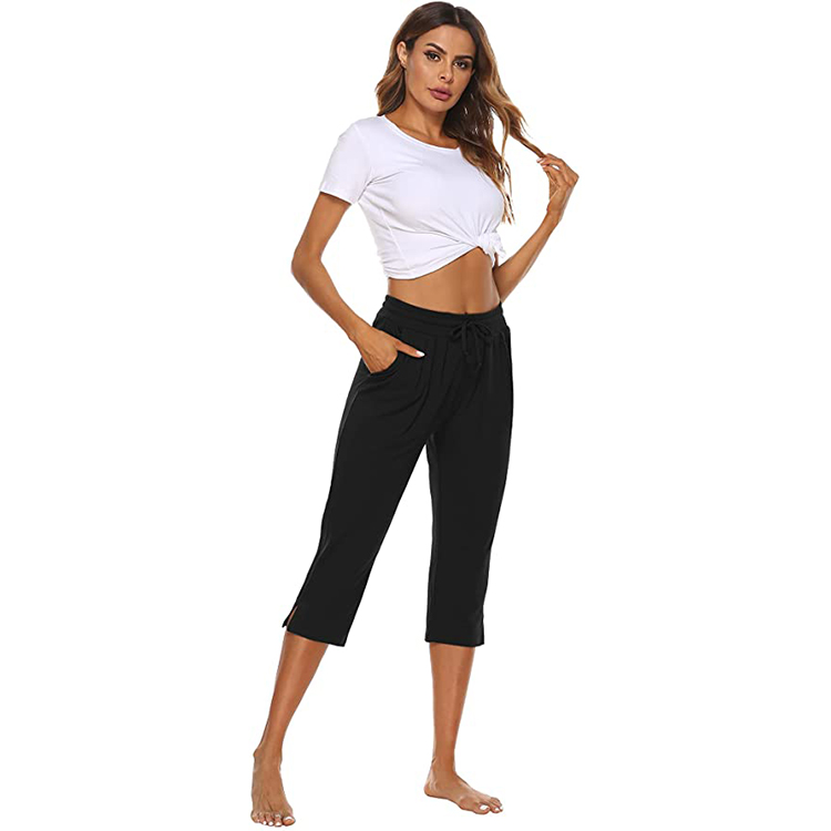 black capri joggers