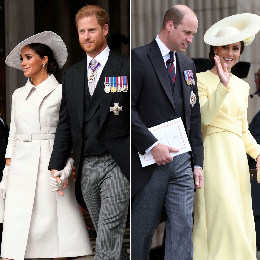 Prince Harry and Meghan Markle Kept Their Distance From Prince William and Duchess Kate at Queen Elizabeth II's Jubilee Service