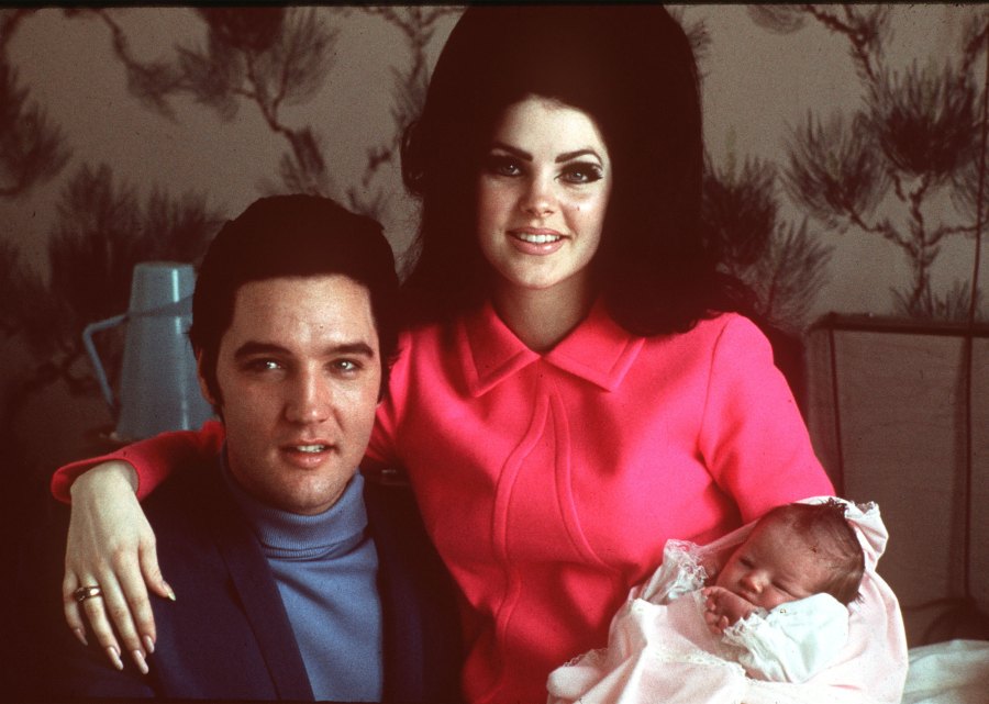 Elvis and Priscilla Presley with newborn Lisa Marie