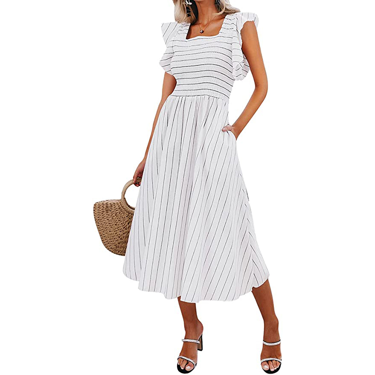 white striped dress