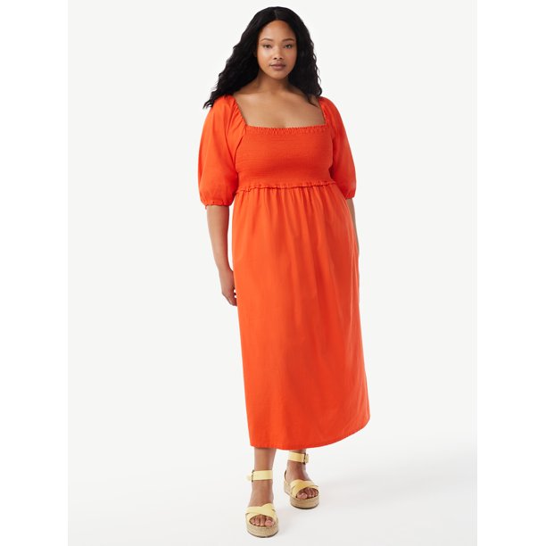 Free Assembly Women's Smocked Midi Dress