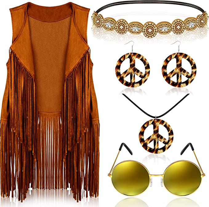 Frienda 6 Pcs 60s 70s Hippie Costume Kit