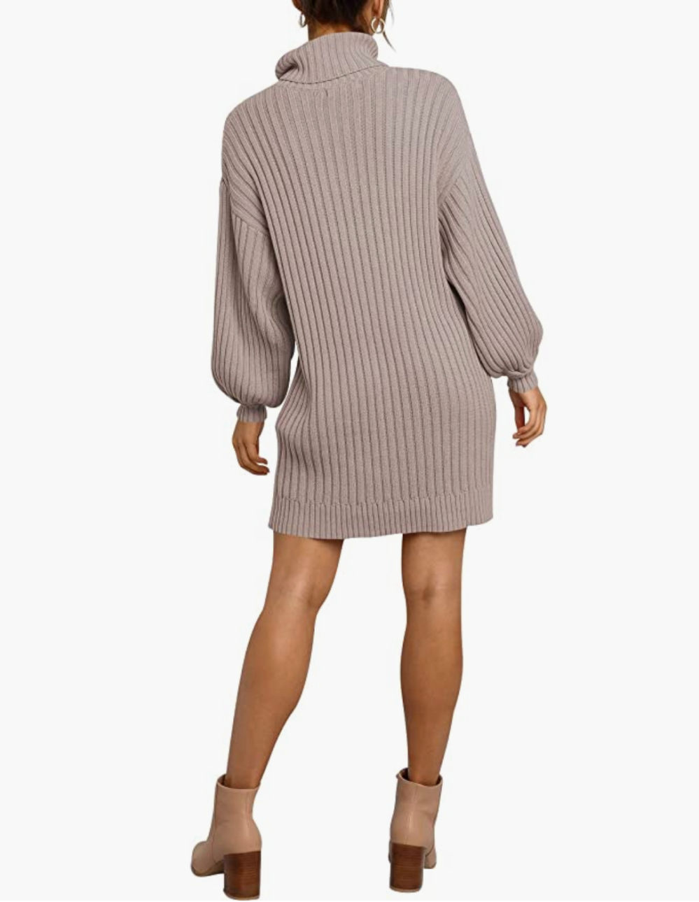 ANRABESS Women's Turtleneck Ribbed Pullover Dress