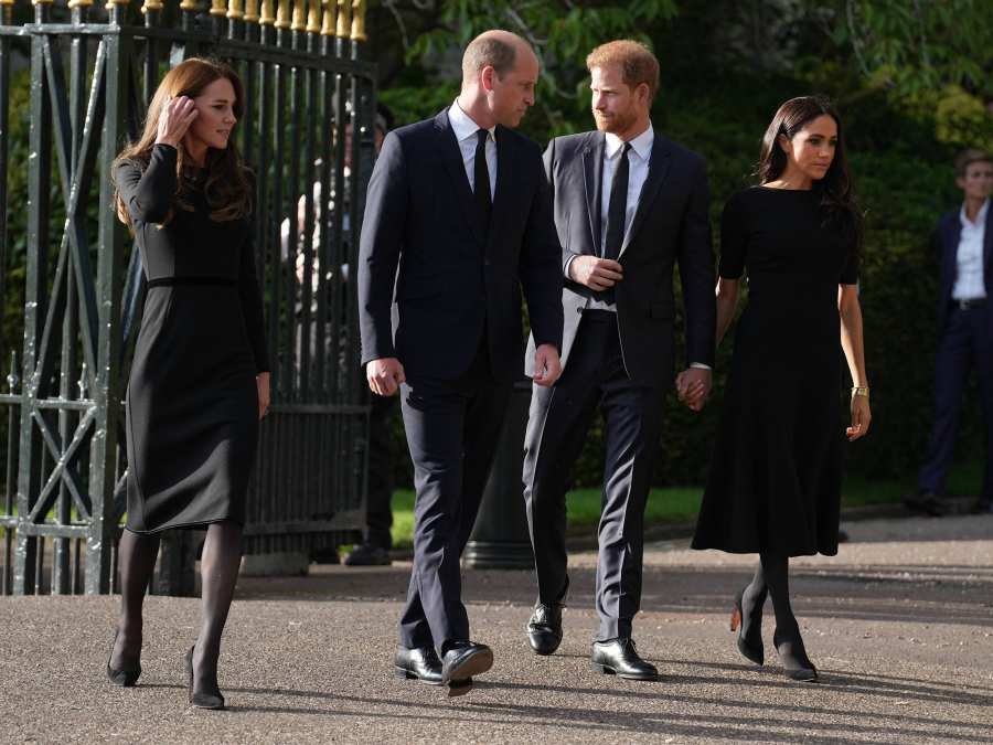 Prince William and Prince Harry Unite to Greet Mourners With Duchess Kate and Meghan Markle