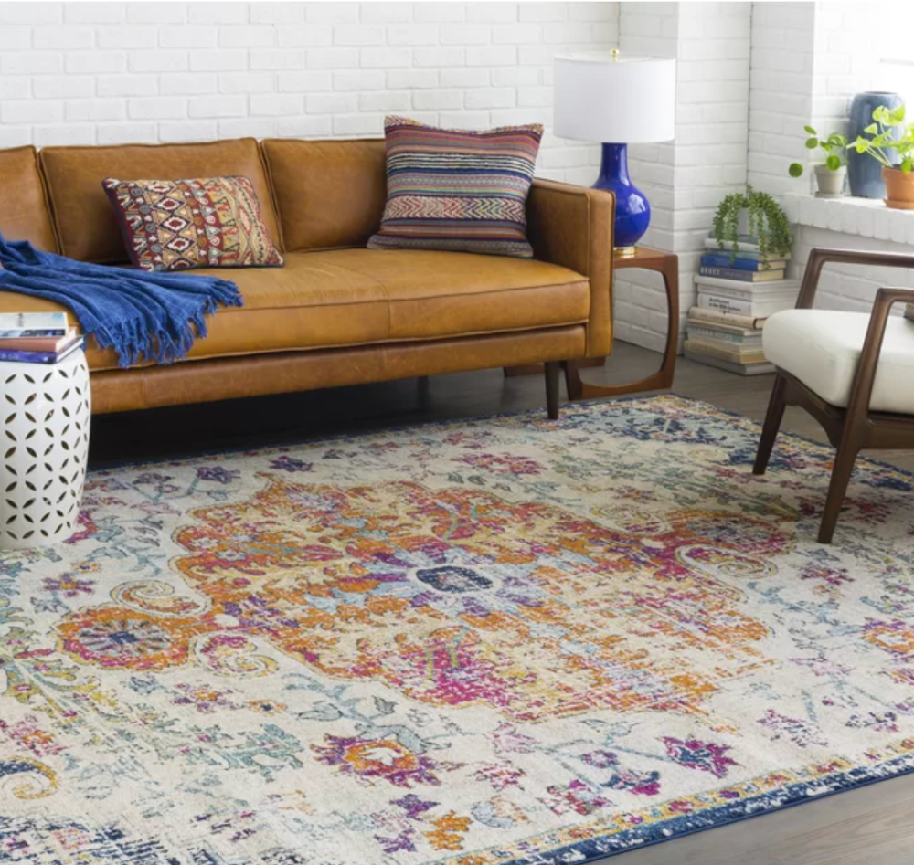 Mistana™ Hillsby Power Loom Performance Blue:Orange Rug