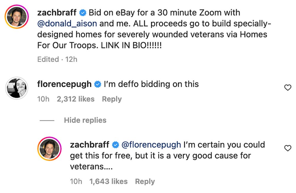 Florence Pugh Zach Braff Exchange Playful Comments Post-Split 2