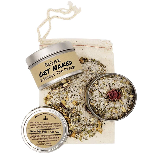 Malicious Women Candle Co - Get Naked & Accept The Crazy - Herbal Bath Salts & Tealights Gift Set