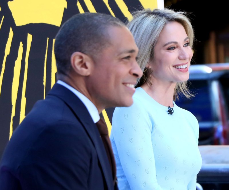 Inside ABC's Decision to Keep Amy Robach and T.J. Holmes Off the Air Amid Relationship Scandal pale blue dress