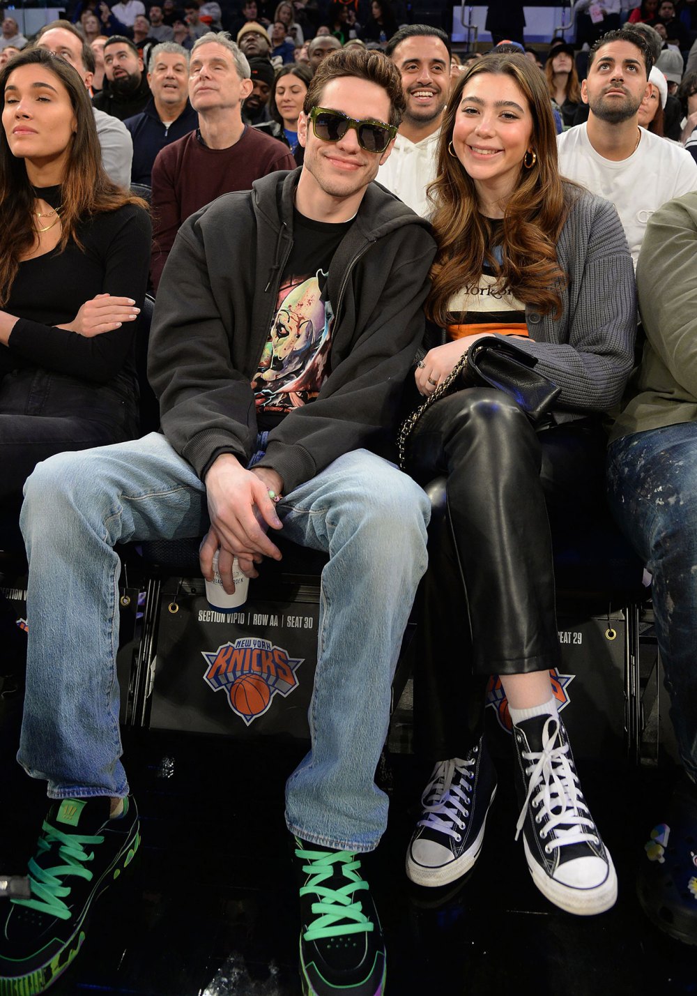 Pete Davidson Takes Sister Casey to Knicks Game After Emily Ratajkowski Is Spotted Kissing Artist Jack Greer green laces