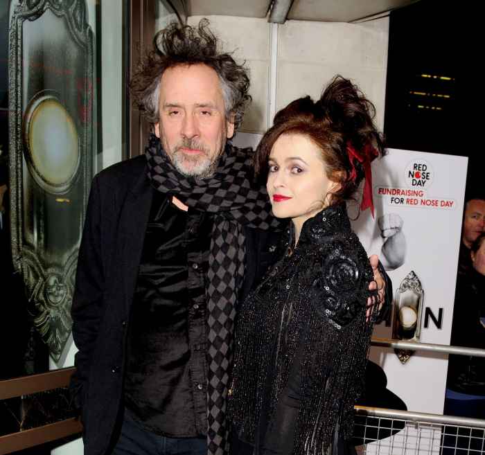 Helena Bonham Carter Recalls 'Mourning' Her 'Painful' Tim Burton Split: 'It Was a Long-Lasting Thing' black and grey scarf