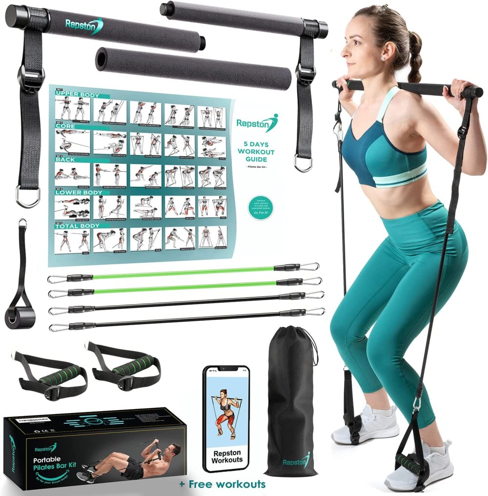 Repston Premium Pilates Bar Kit with Resistance Bands