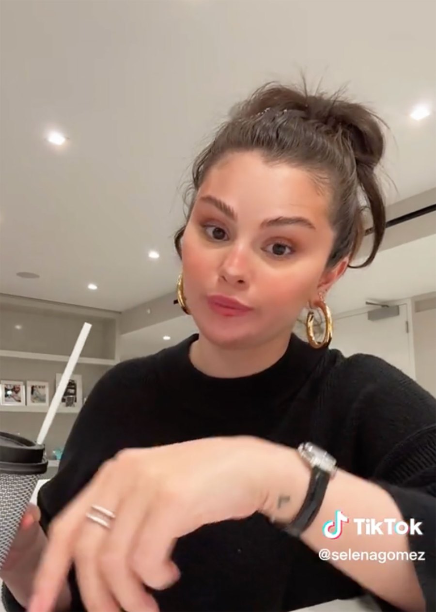 Every Time Selena Gomez Joked About Her Love Life on TikTok gold hoop earrings