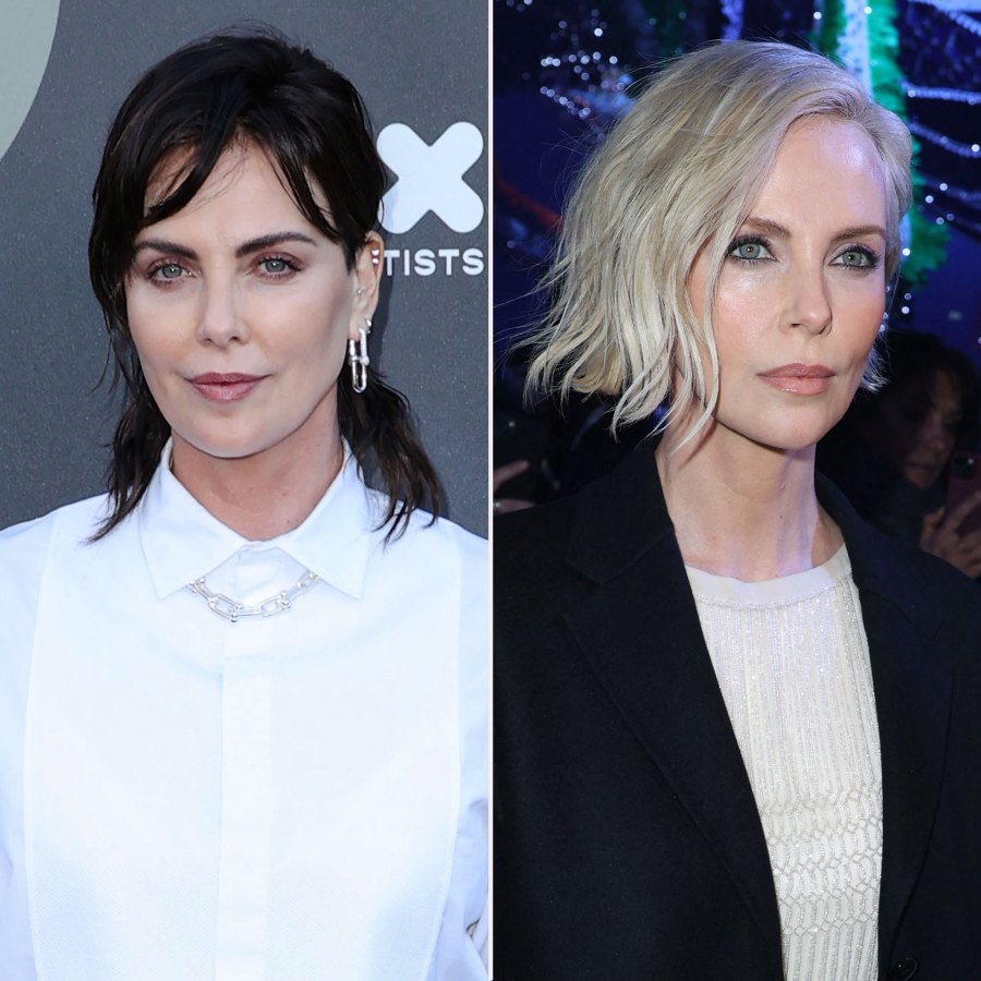 Lily James, Brad Pitt and More Celebrity Hair Transformations of 2023 Charlize Theron black hair blonde hair