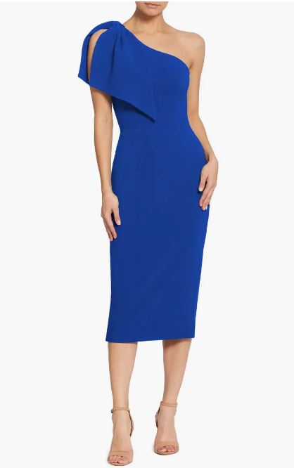 dress the population tiffany one-shoulder midi dress