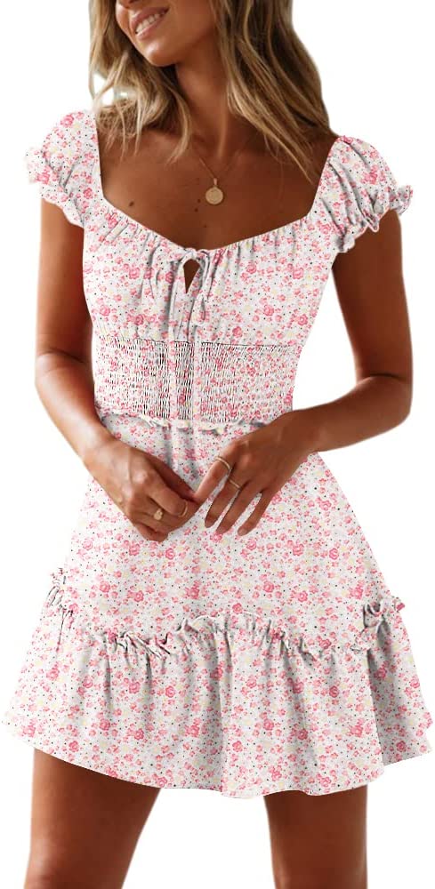 pink floral mini dress