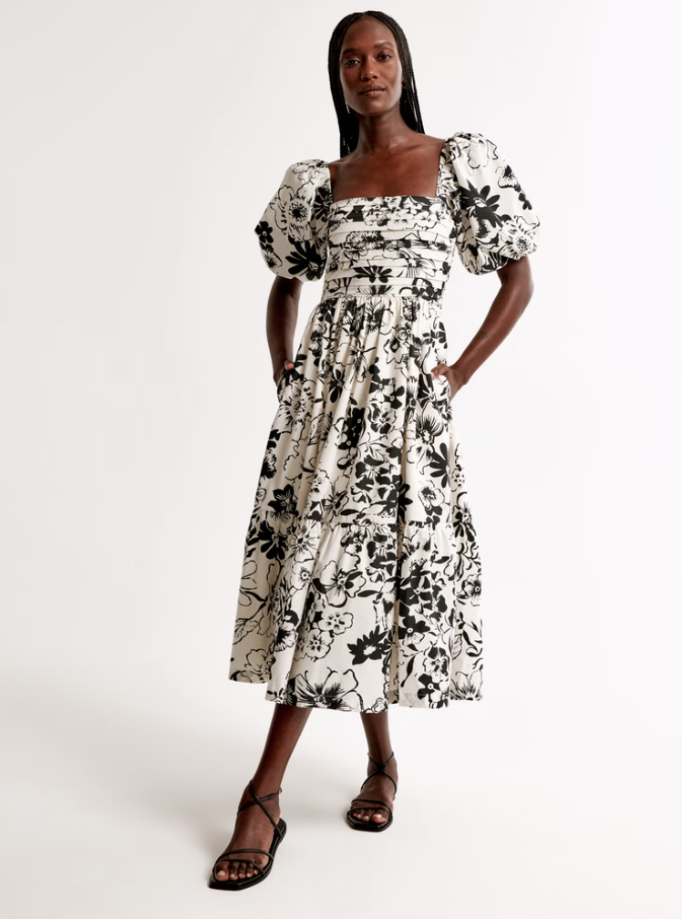 The A&F Emerson Poplin Puff Sleeve Midi Dress