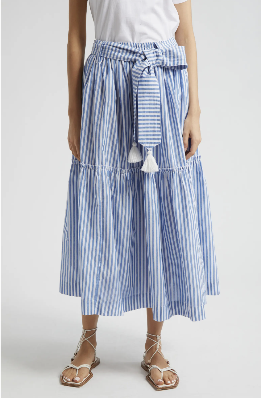 MILLE Franoise Floral Stripe Cotton Skirt