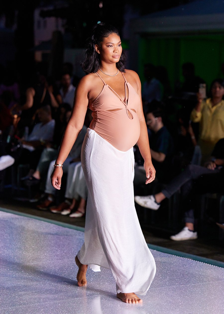 Pregnant Chanel Iman Shows Off Baby Bump During Cupshe Swim Runway Show