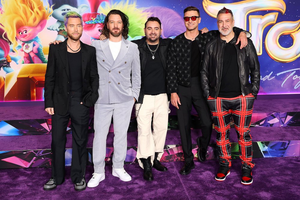 Justin Timberlake Poses With NSync and Jessica Biel at Trolls Premiere