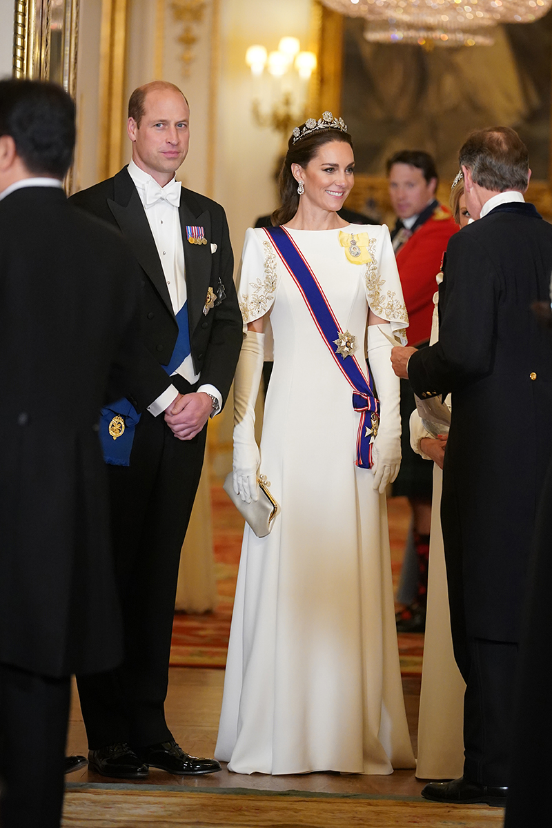 Prince William and Princess Kate at the State Banquet at Buckingham Palace on November 21, 2023.