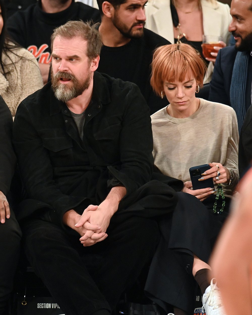 Lily Allen and David Harbour Enjoy Date Night at New York Knicks Game