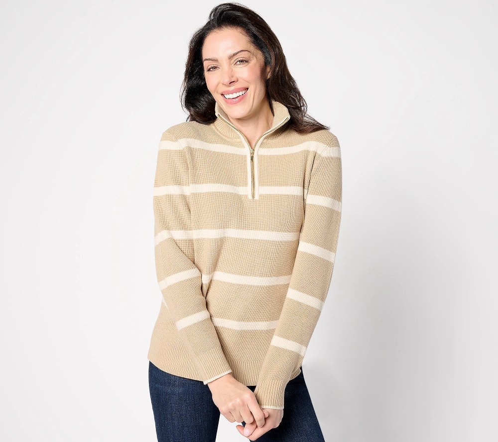 striped quarter-zip