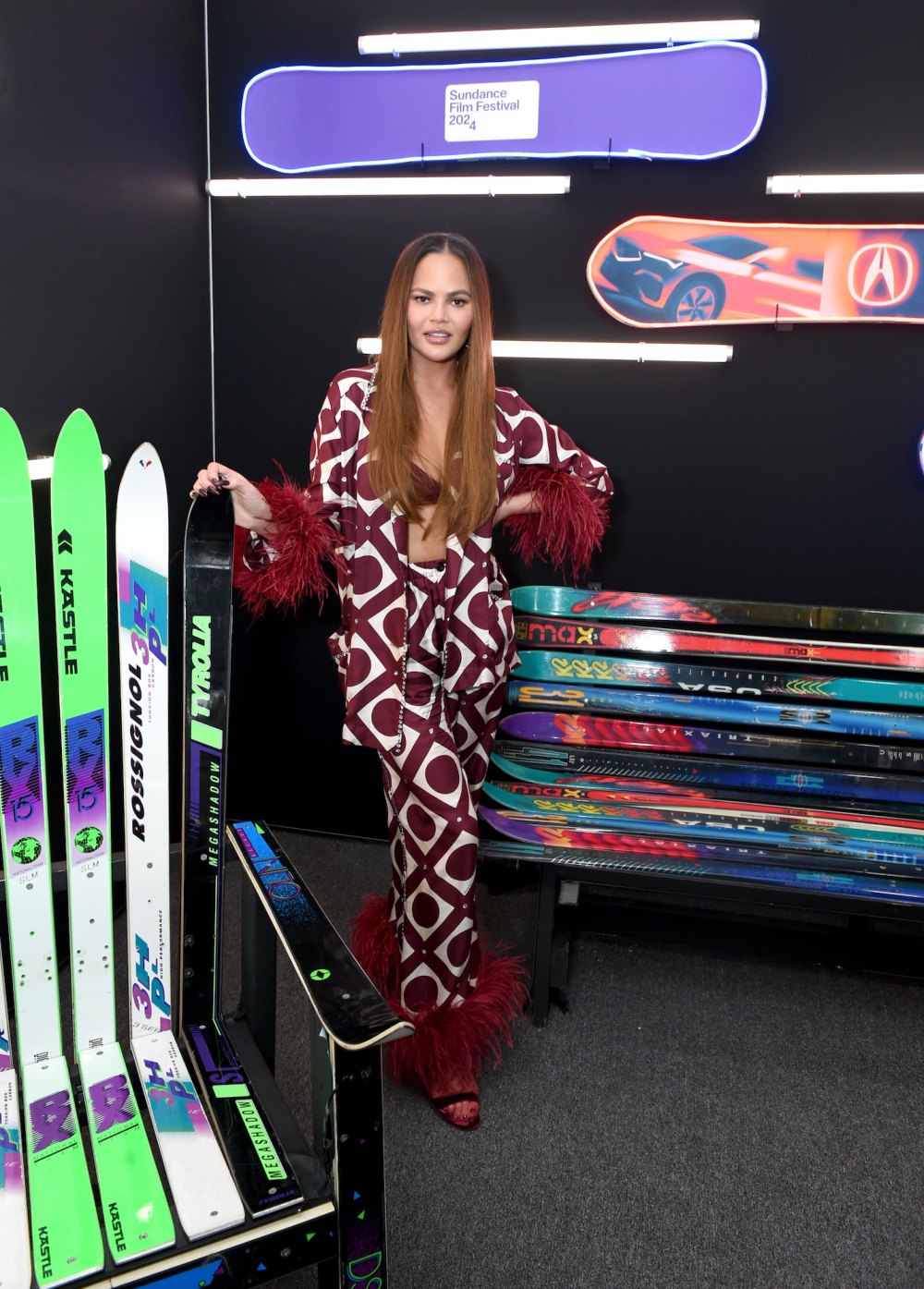 Chrissy Teigen Pairs Embellished Gucci Pajamas With Heels at Sundance Film Festival