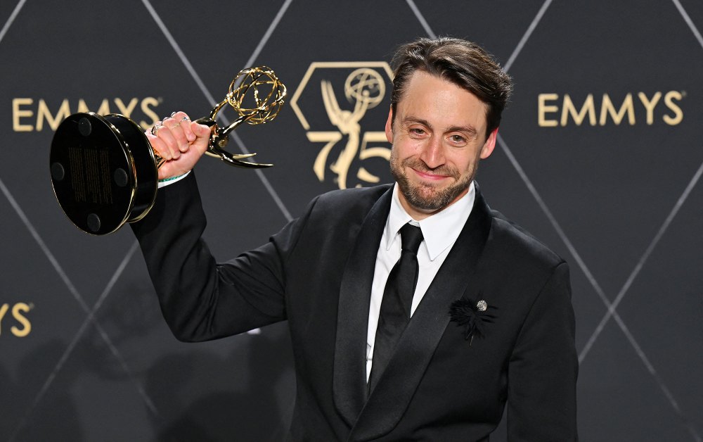 Macaulay Culkin Fiancee Brenda Song Celebrates Kieran Culkin 2023 Emmy Awards Win 3
