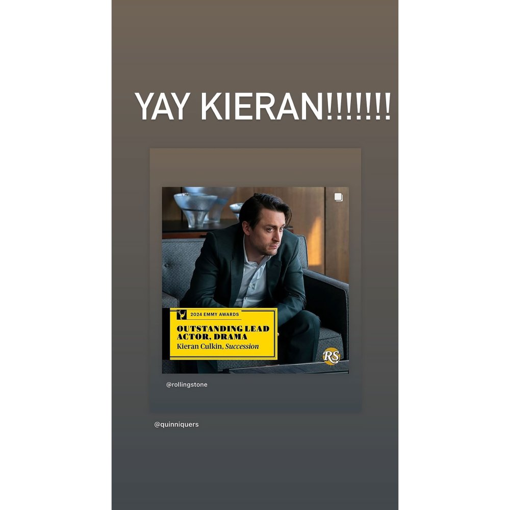 Macaulay Culkin Fiancee Brenda Song Celebrates Kieran Culkin 2023 Emmy Awards Win Instagram