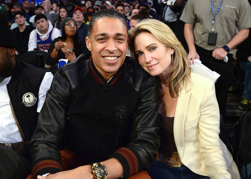 Amy Robach and T.J. Holmes Cuddle Courtside at New York Knicks vs. Boston Celtics Game