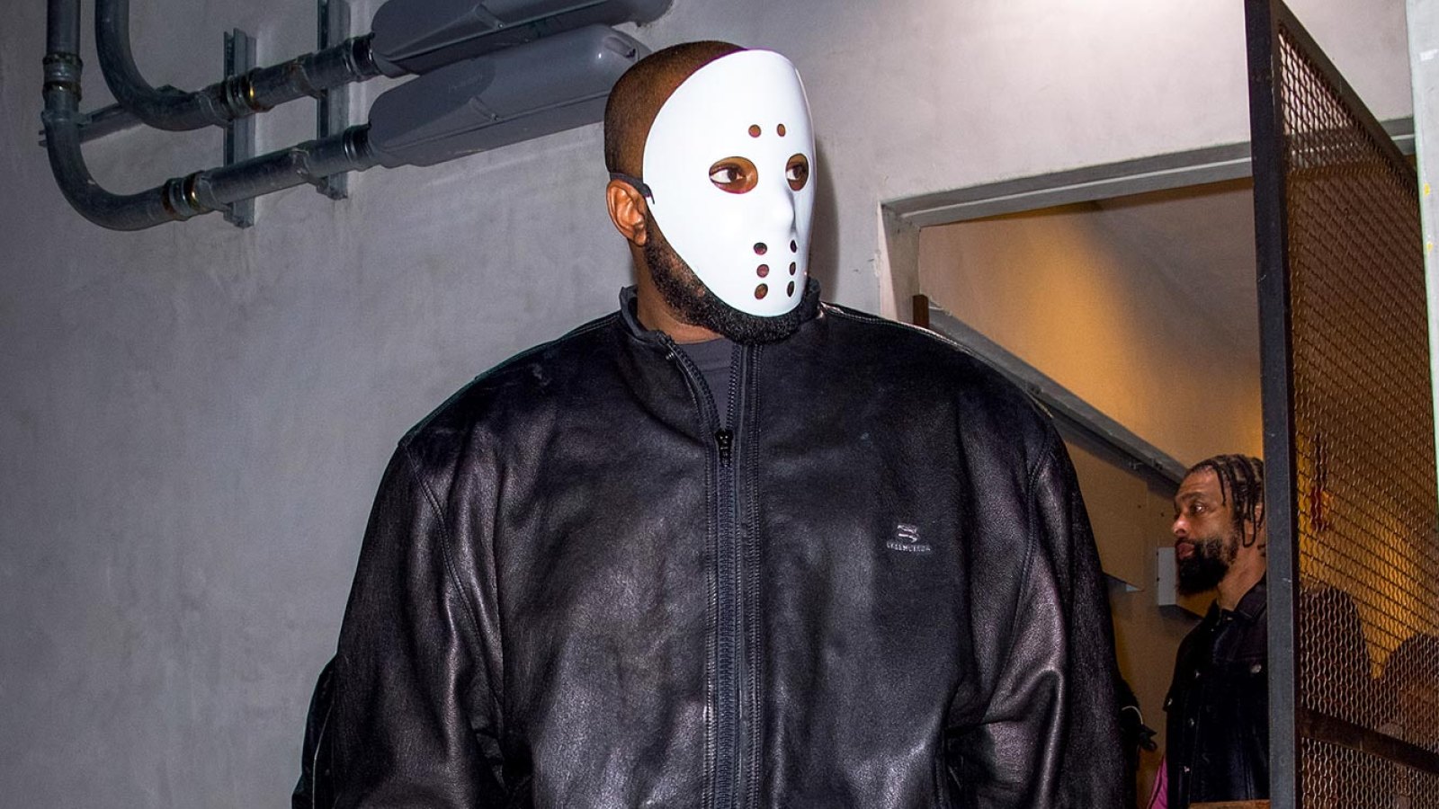 Kanye West Covers Face With Friday the 13th Mask Outside Son Saints Basketball Game