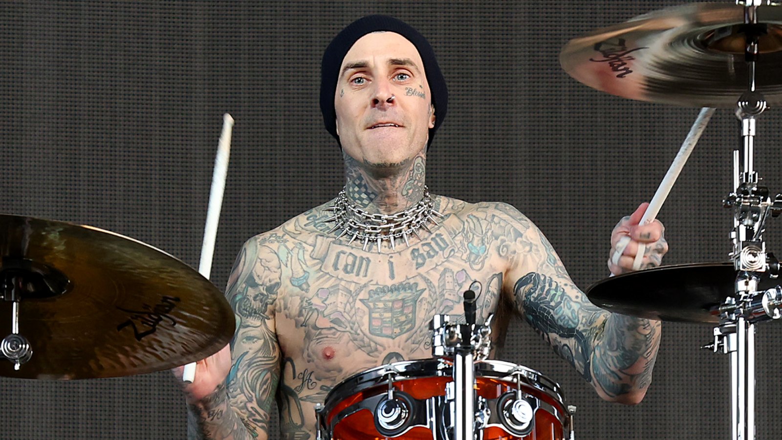 Rocky Makes Sweet Cameo in Travis Barker’s Drum Kit Pic: ‘Tour Was Over, We’d Survived’