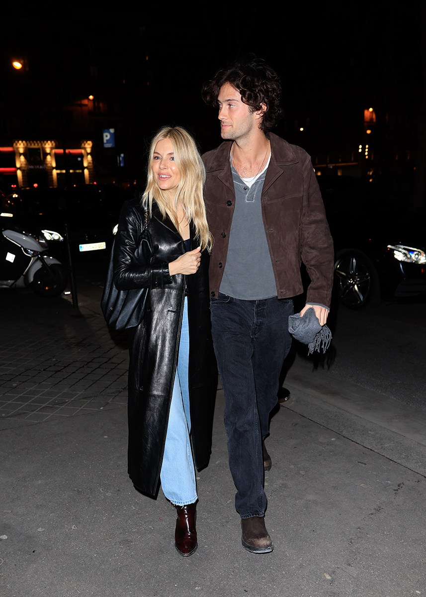 Sienna Miller and Oli Green in Paris on March 3, 2024.