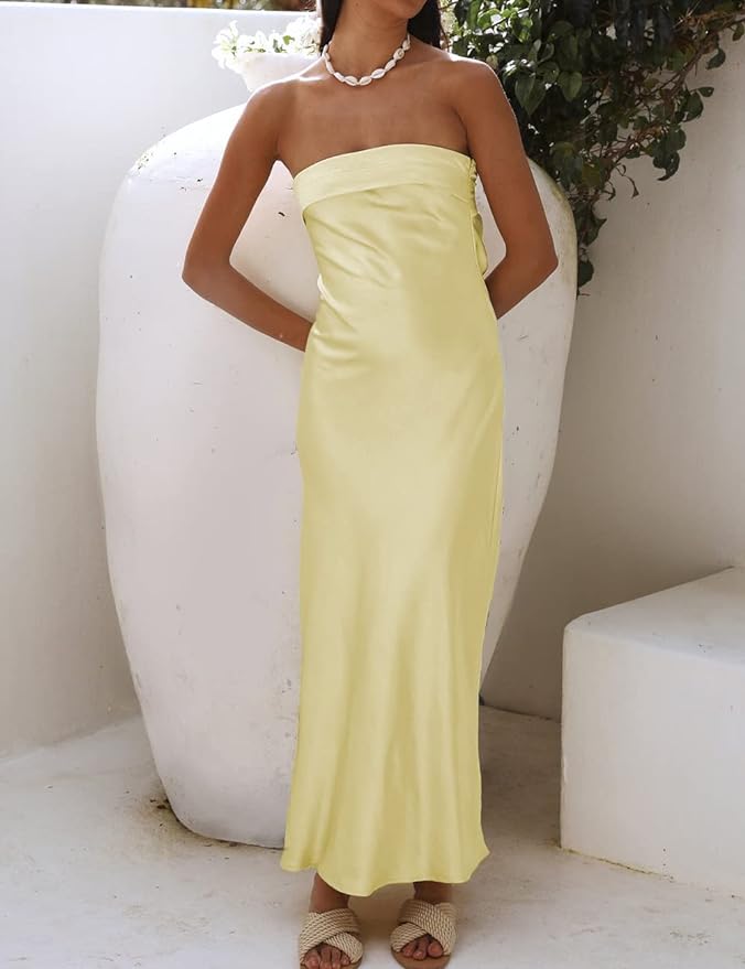 strapless satin dress