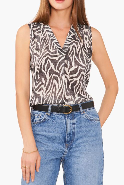 Vince Camuto Abstract Print Sleeveless Top
