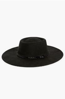 Faux Suede Boater Hat 