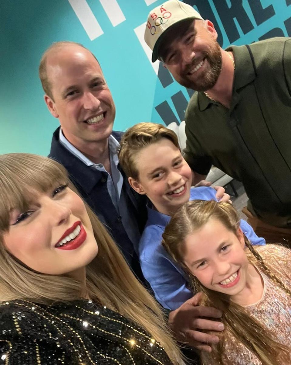 Taylor Swift y Travis Kelce con William y los niños